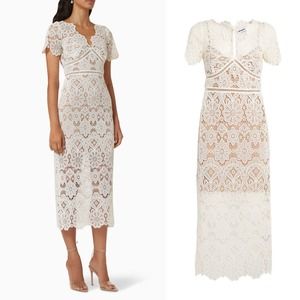 Self Portrait Guipure Lace Floral Midi Dress size 4